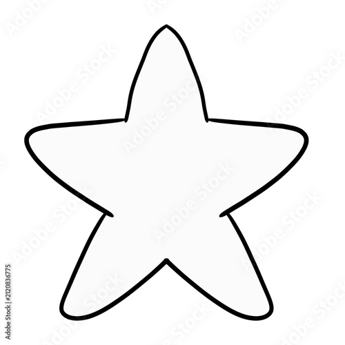 Cute five pointed star shape line art outline vector illustration