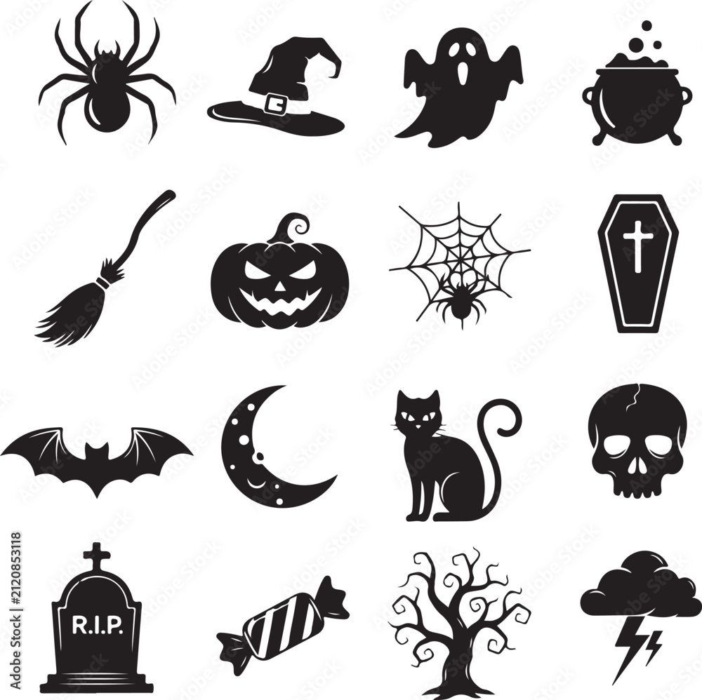 Fototapeta premium Halloween icons set