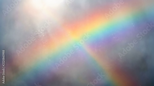Картината върху платно A vibrant rainbow stretches across a dramatic stormy sky featuring a dark and mo