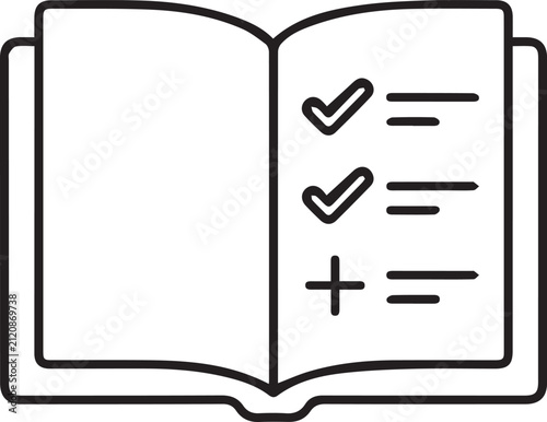Foto Open Book Checklist Task Planner Line Art Vector Icon
