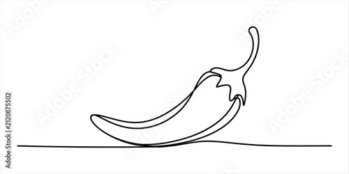 Konstfotografi Single continuous line drawing of a fresh spicy red chili pepper vegetable veget
