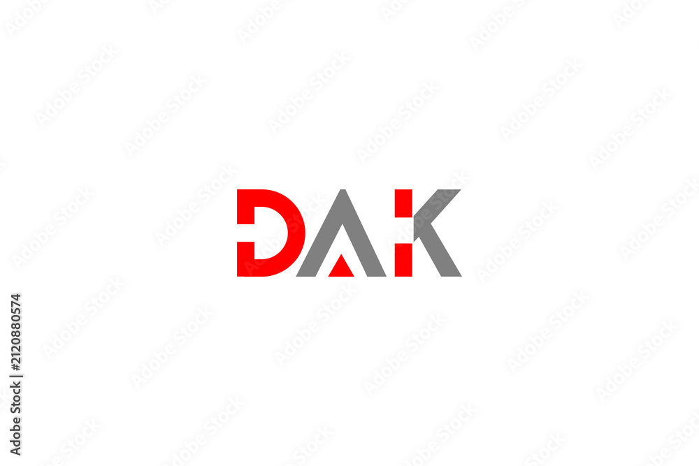 Obraz premium Futuristic DAK Letter Logotype: Premium Tech Company Branding Identity & Minimal Typography Vector