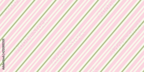Hand-drawn vertical stripes seamless pattern in cute pastel pink and olive green. Vector organic wavy lines. Spring striped background for textile, wallpaper, apparel and gift wrap design.