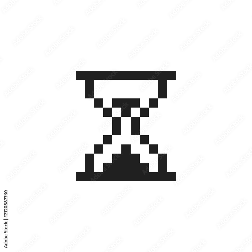 Fototapeta premium Retro Pixel Art Hourglass Icon Vector Illustration for Loading and Time Concepts