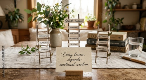 Growth Balance Wisdom Ladders and Inspirational Quote Display