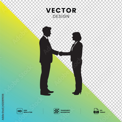 Business Handshake Silhouette – Corporate Agreement Partnership Vector Illustration Isolated on Transparent Background

