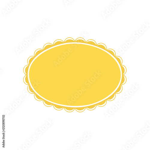 Yellow scalloped oval decorative frame vector