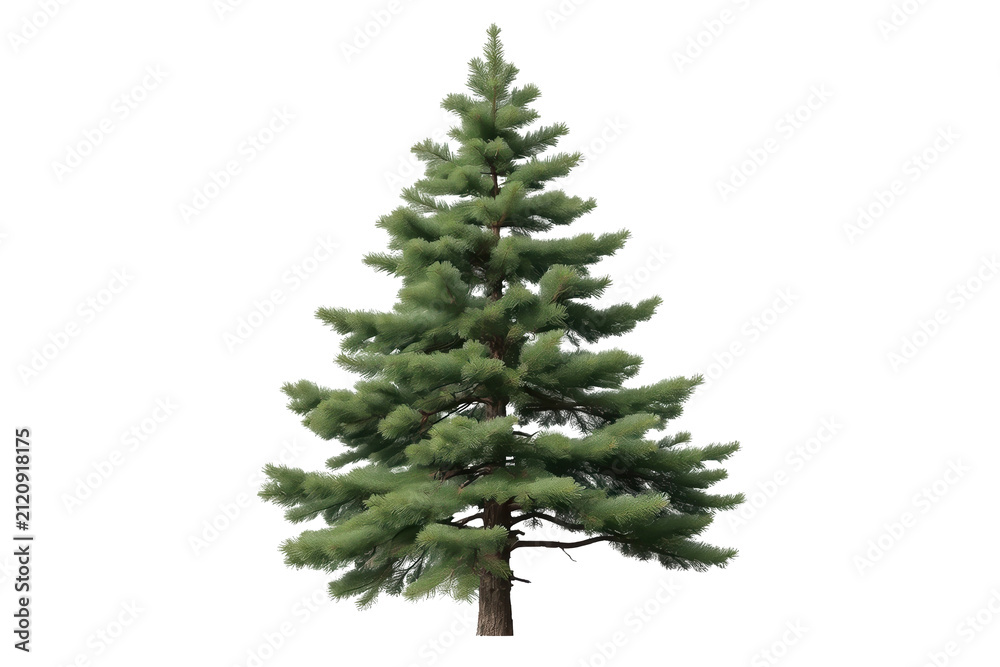 Fototapeta premium Natural green spruce tree with visible trunk