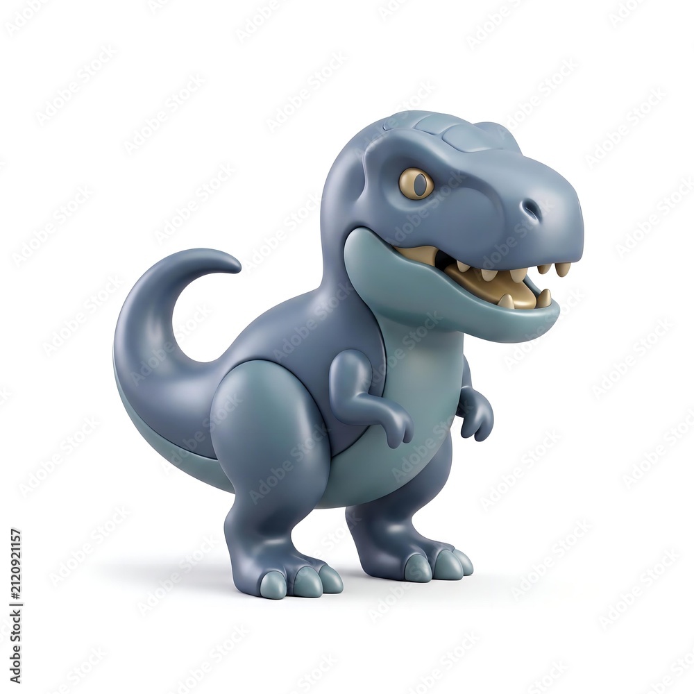 Fototapeta premium Blue T-rex dinosaur toy figure 3D render on white background