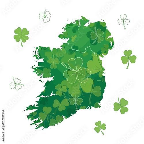Ireland Map Shamrock Pattern