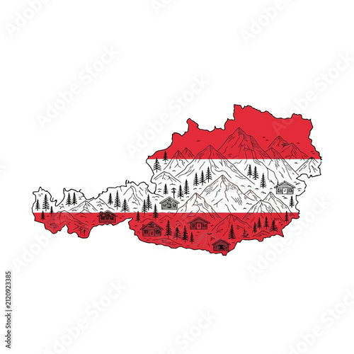 Austria map flag landscape