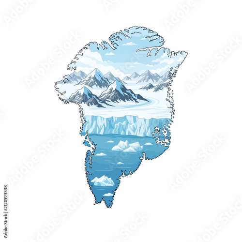 Greenland Map Landscape Illustration