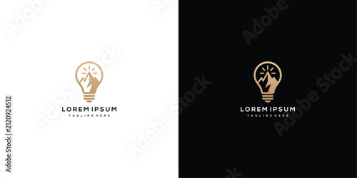 Mountain Peak Inside Light Bulb Logo