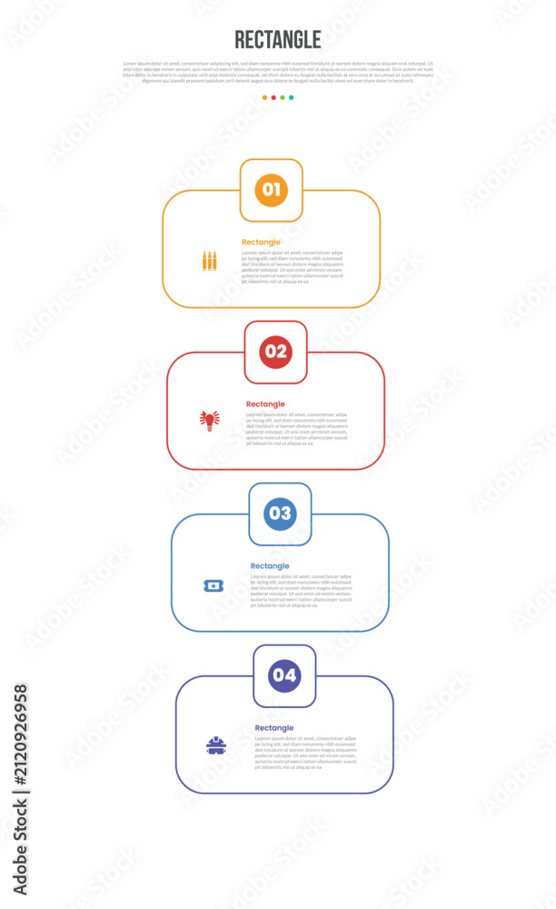 Obraz premium Rectangle Infographic Template with 4 Point Verticalstack Design for Slide Presentation