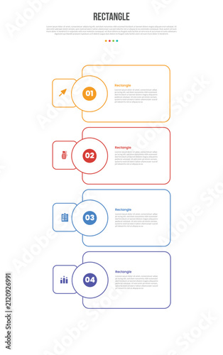 Rectangle Infographic Template with 4 Point Verticalstack Design for Slide Presentation