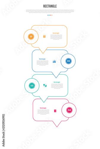 Rectangle Infographic Template with 4 Point Speechbubble Design for Slide Presentation