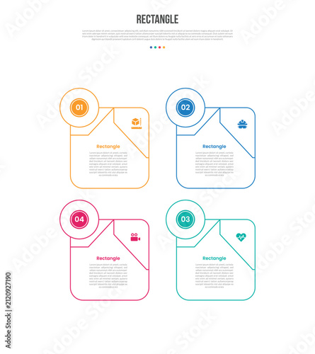 Rectangle Infographic Template with 4 Point Grid Design for Slide Presentation