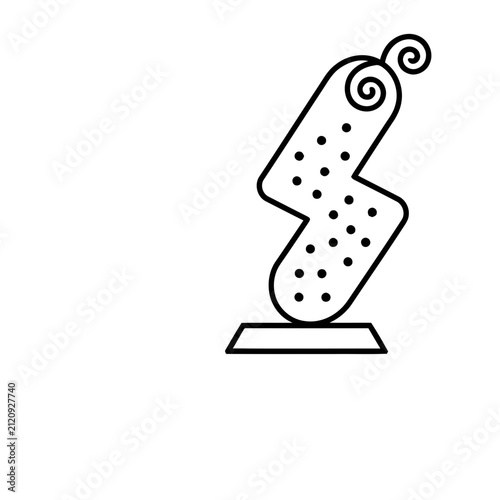 Abstract lightning bolt shape with dots and swirl
