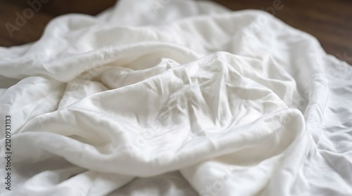 White fabric texture with soft folds and shadows on a dark surface