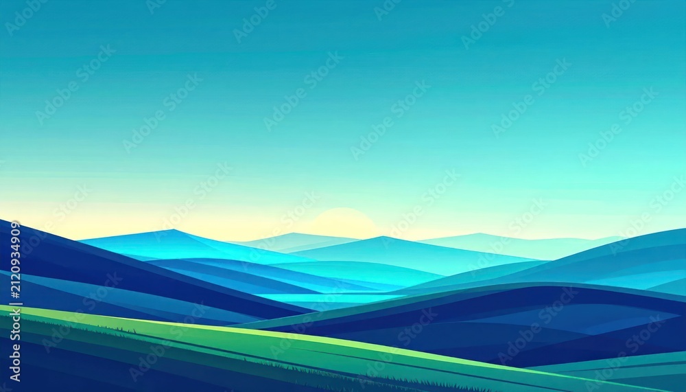 Obraz premium Abstract mountain range with layered blue hills