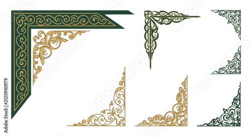Ornate Decorative Corner Flourishes Set - Vintage Scroll Borders