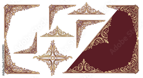 Ornate Decorative Corner Elements: Vintage Swirls & Filigree Borders