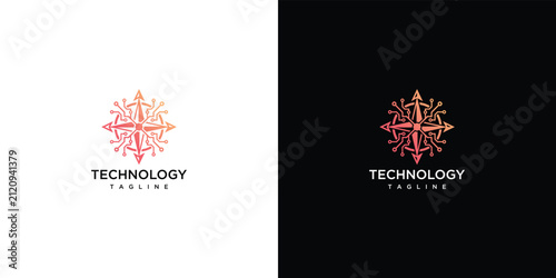 Modern Technology Compass Network Logo Design Concept for Digital Connectivity