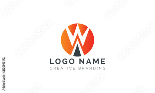 Minimalist circular w letter logo mark with bold orange and dark gray elements
