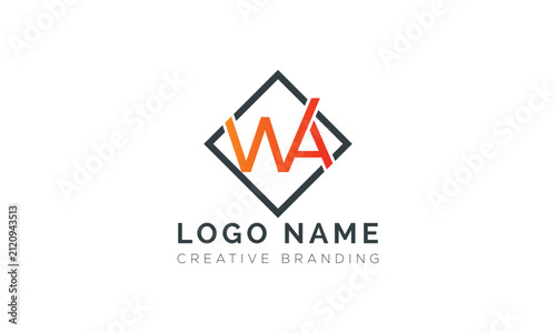 Wa monogram logo inside a square frame for modern corporate branding