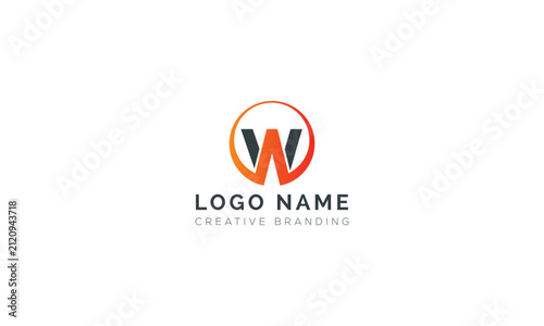 Abstract letter w logo design concept with circular graphic element, alphabet