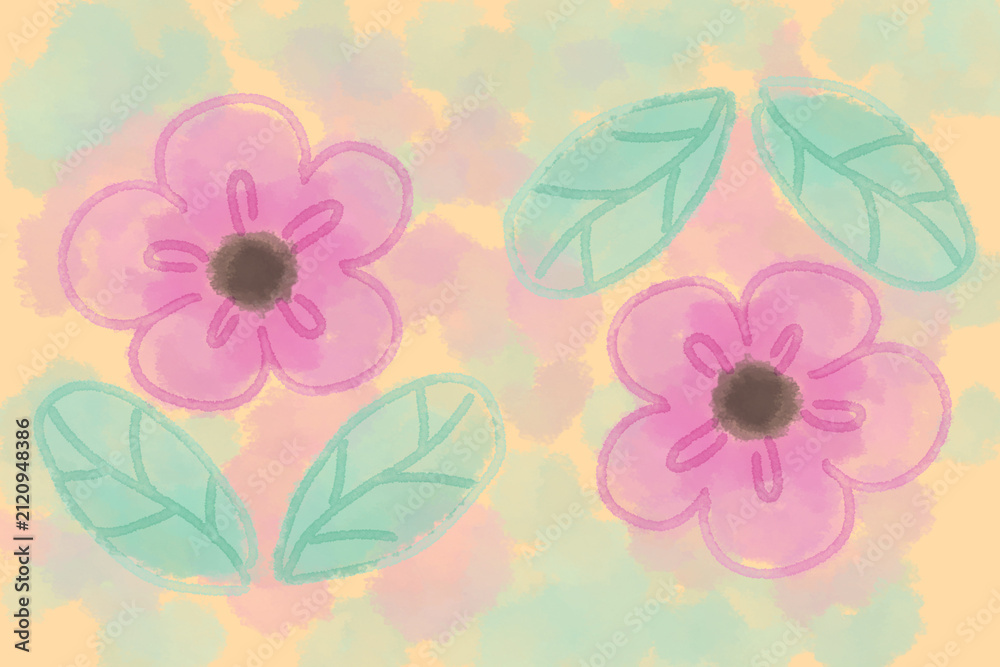 Fototapeta premium Watercolor Vintage Flower Background