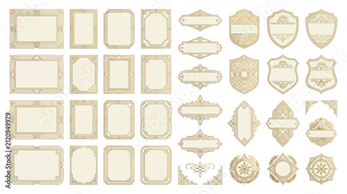 Elegant Vintage Frames and Ornate Borders Set, Decorative Design Elements