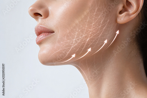 Jawline lifting collagen mesh aesthetic treatment concept