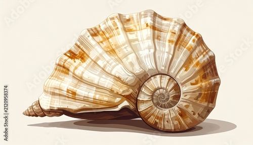 Detailed illustration of a spiral nautilus shell on white background.
