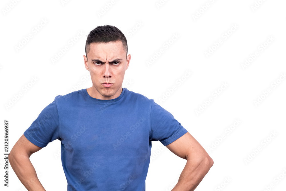 Obraz premium Angry man facing the camera with a furrowed brow