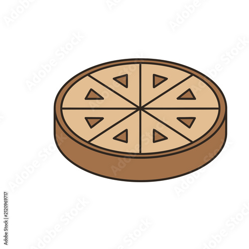 Sliced pizza with triangular toppings