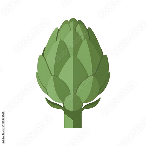 Fresh Green Artichoke Globe Vegetable Flat Vector Illustration Isolated