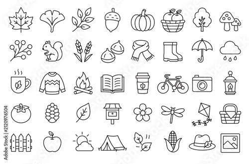 Autumn Outline Icon Collection