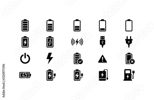 Battery and Charging Power Icon Set
