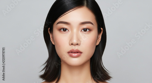 Portrait of a Beautiful East Asian Woman with Natural Makeup