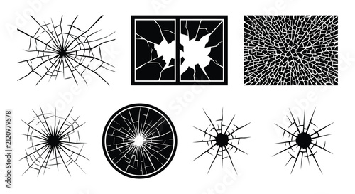Konstfotografi Broken glass silhouettes vector illustration on a white background