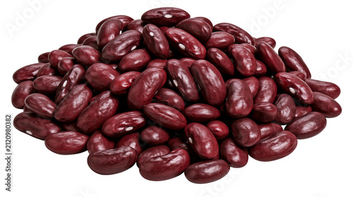 Pile of dark red kidney beans, isolated on transparent background