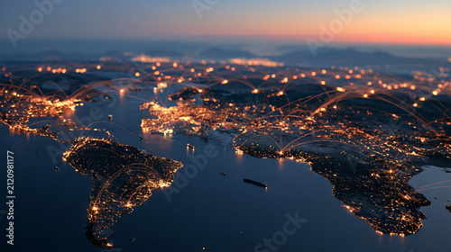 Abstract rendering of a digital economy being shaped by policy changes, concept of adaptive economic strategies