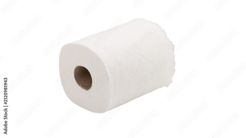 Fototapeta premium White paper towel roll with textured surface, isolated on transparent background