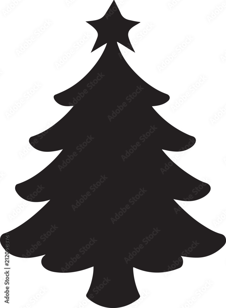 Fototapeta premium Black silhouette Christmas tree illustration