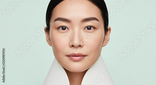 Asian Female Beauty Close Up Portrait of Fashion Model