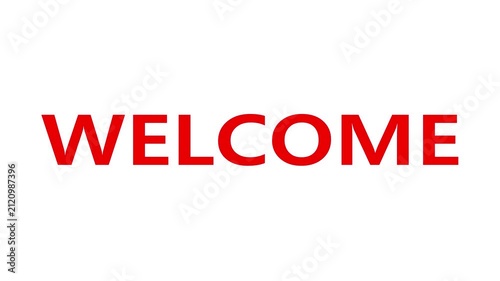 Bold Red Welcome Typography Text Motion Graphics Animation Isolated on Bright White Gradient Background for Product Launch, Teaser Trailer, Event Announcement, Banner, and Promo Video Overlay