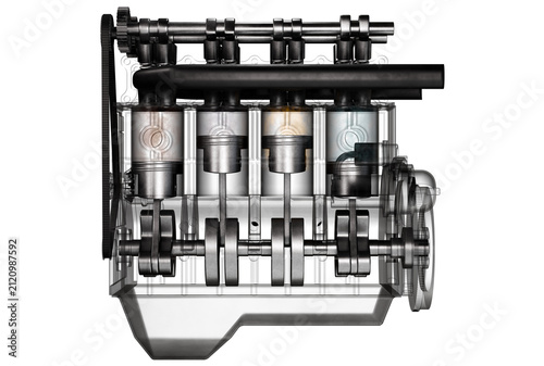 Car Engine Section inside isolate on white background. 3d rendering.