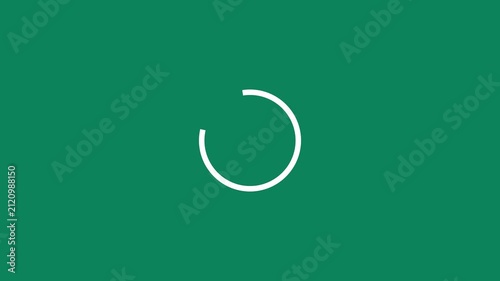 Minimalist white circular loading progress bar spinner buffering icon animated line element on dark green gradient background for website UI UX design system motion graphics vfx overlay