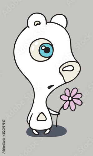 Foto The lovely bear has come on appointment and has brought a fine flower